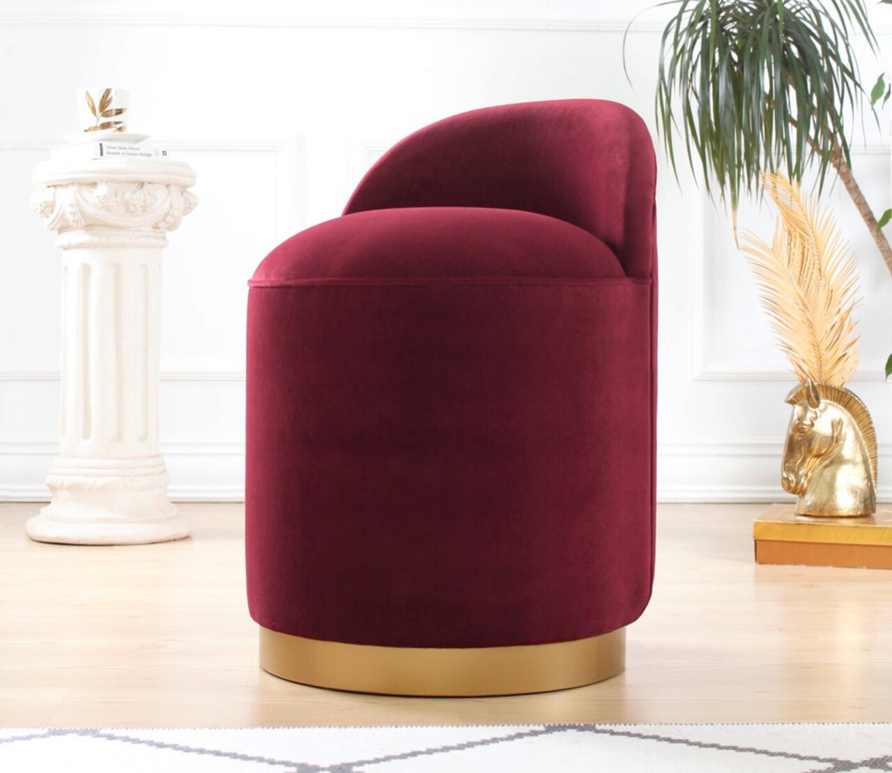Taburet, Atelier del Sofa, 209FLF1105, Rosu claret - imagine 6
